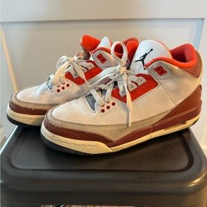 Kids Nike Jordan 3 Retro White and Red Sneakers